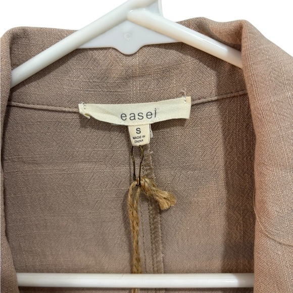 NEW! Easel Linen Blend Utility Belted Lightweight Coat Camel Blush Pink Small - Picture 2 of 11